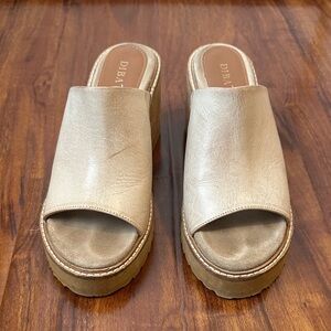 Womens Cream Slip On Wedges